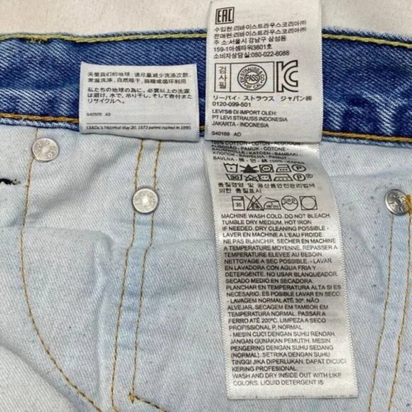 Levi's 505 Men's Blue Jeans Medium Wash Regular Fit 36x32 Straight Leg Stretch - Picture 7 of 11